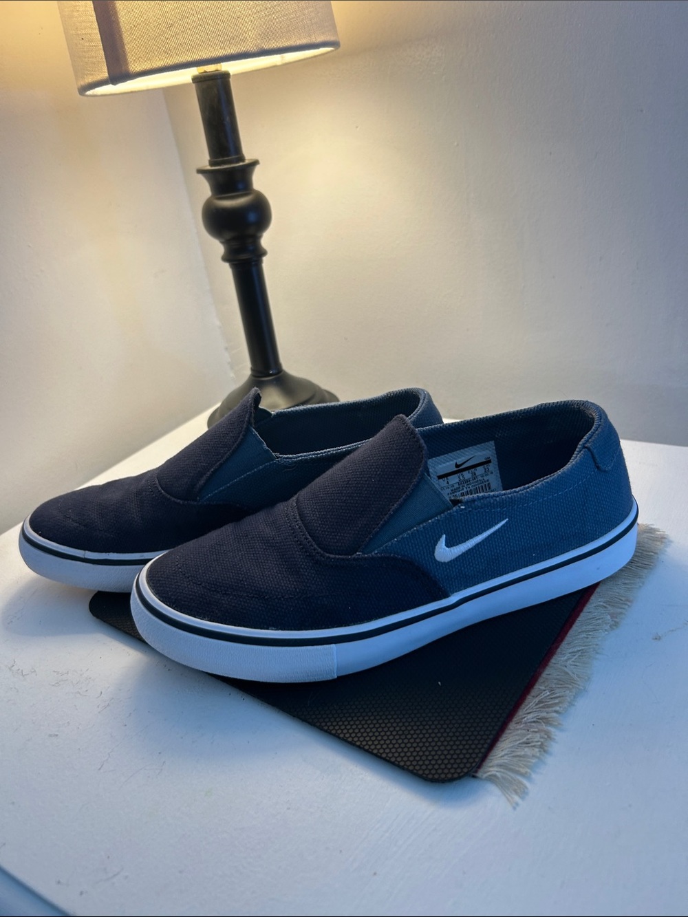 Nike Navy and White Men’s Slip-On Canvas Loafers